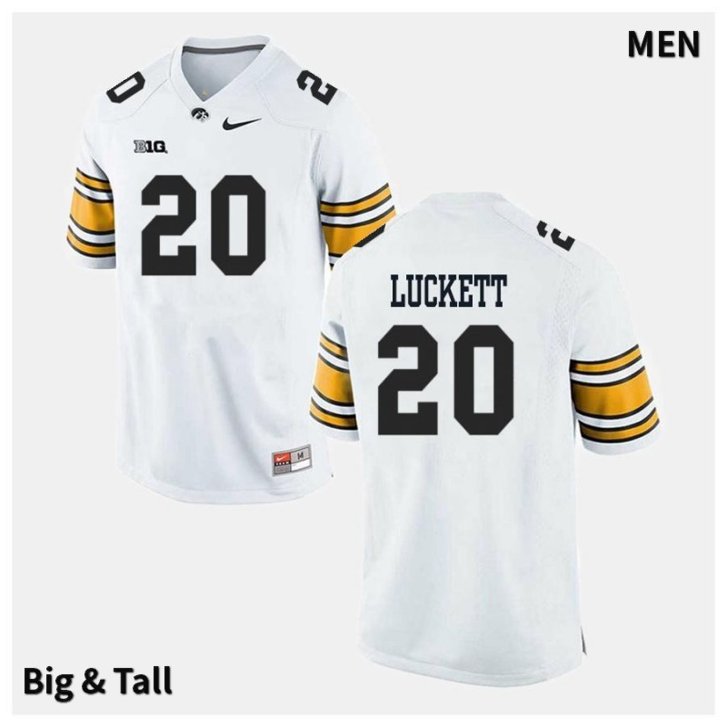 Men's Iowa Hawkeyes NCAA #20 Keontae Luckett White Authentic Nike Big & Tall Alumni Stitched College Football Jersey HO34T36BI